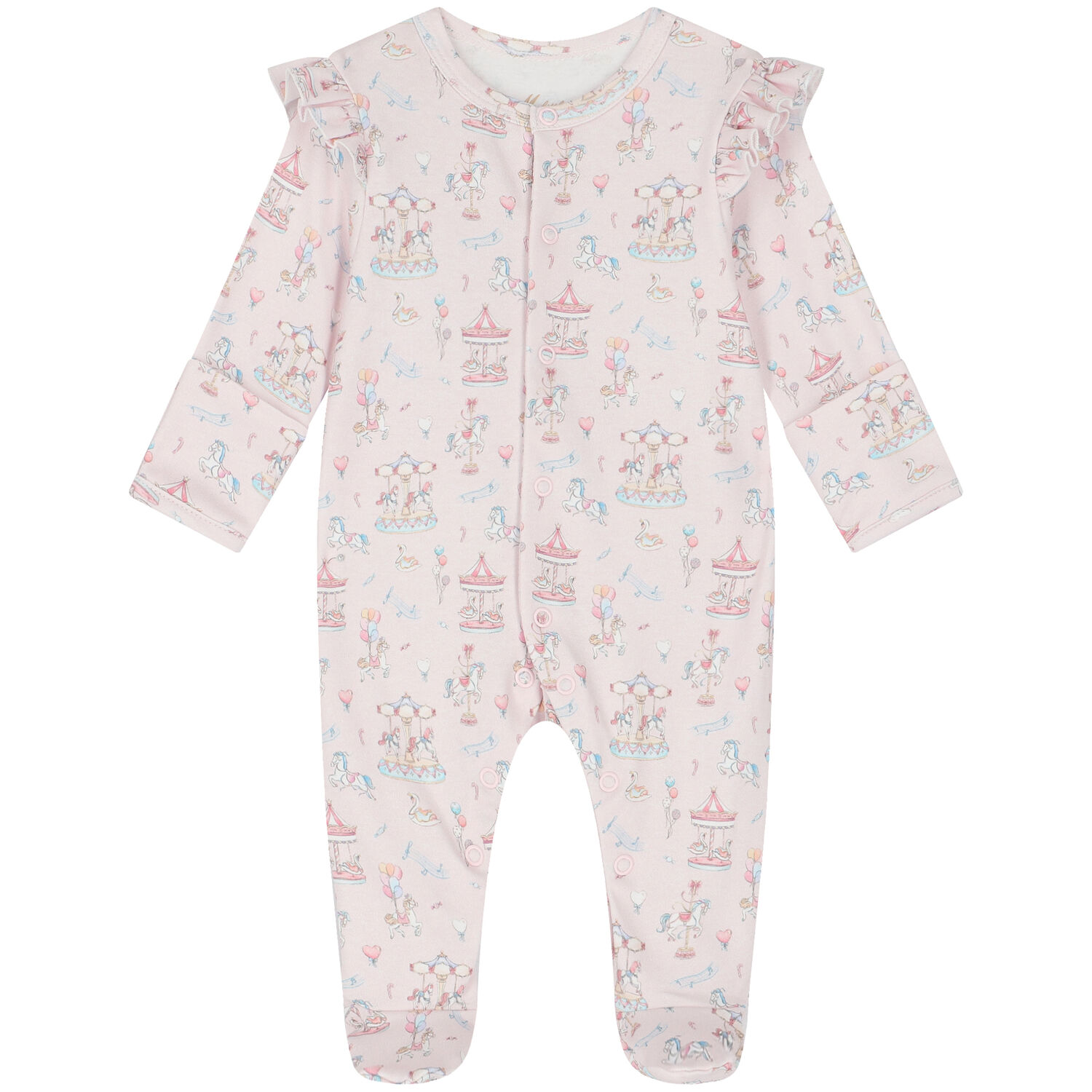 Baby Girls Pink Carousel Babygrow Set, 1, hi-res image number null